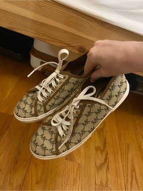 Michael Kors Beige Brown Logo Lace-Up Sneakers